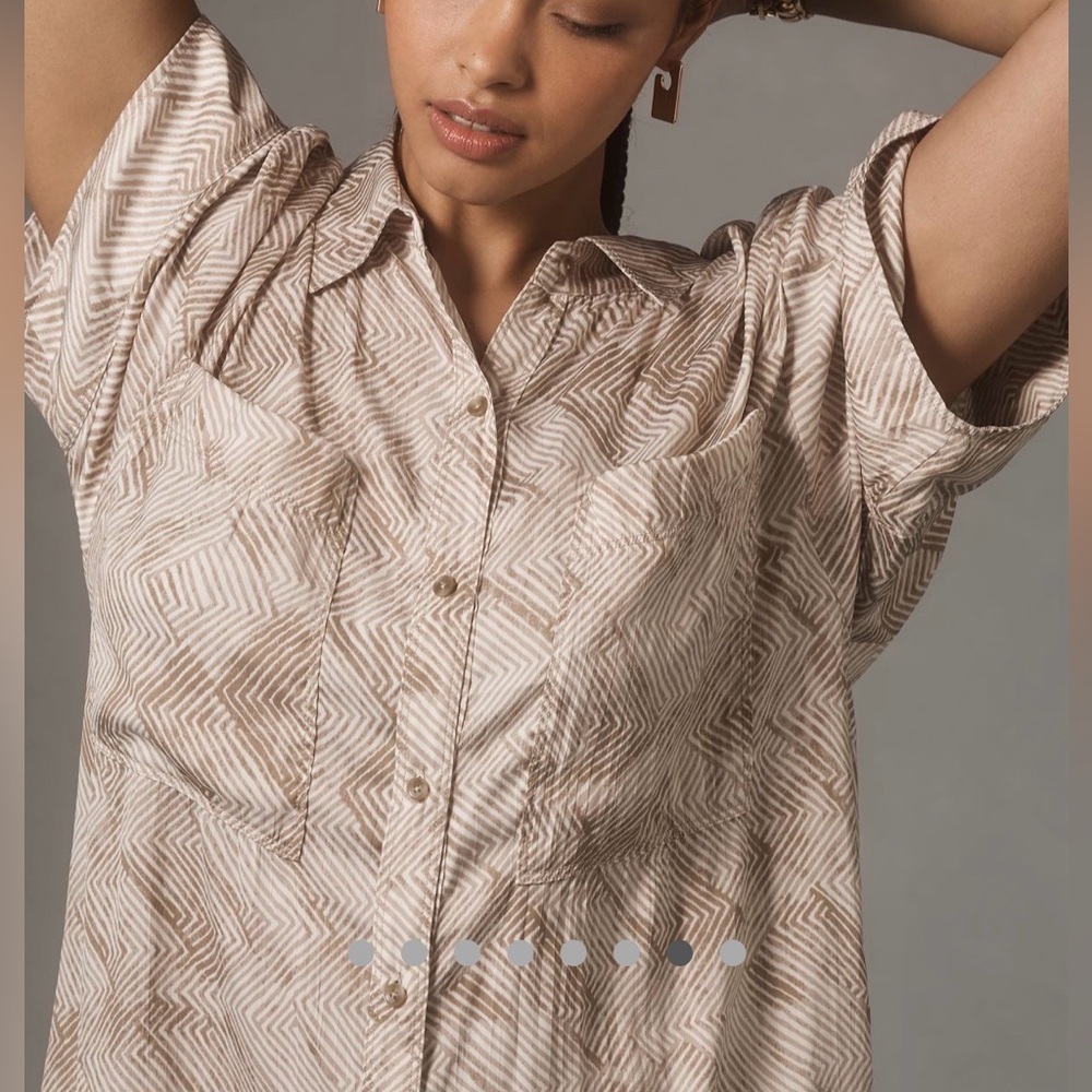 Pilcro short sleeve silky surf shirt dress, size Large - Picture 5 of 12